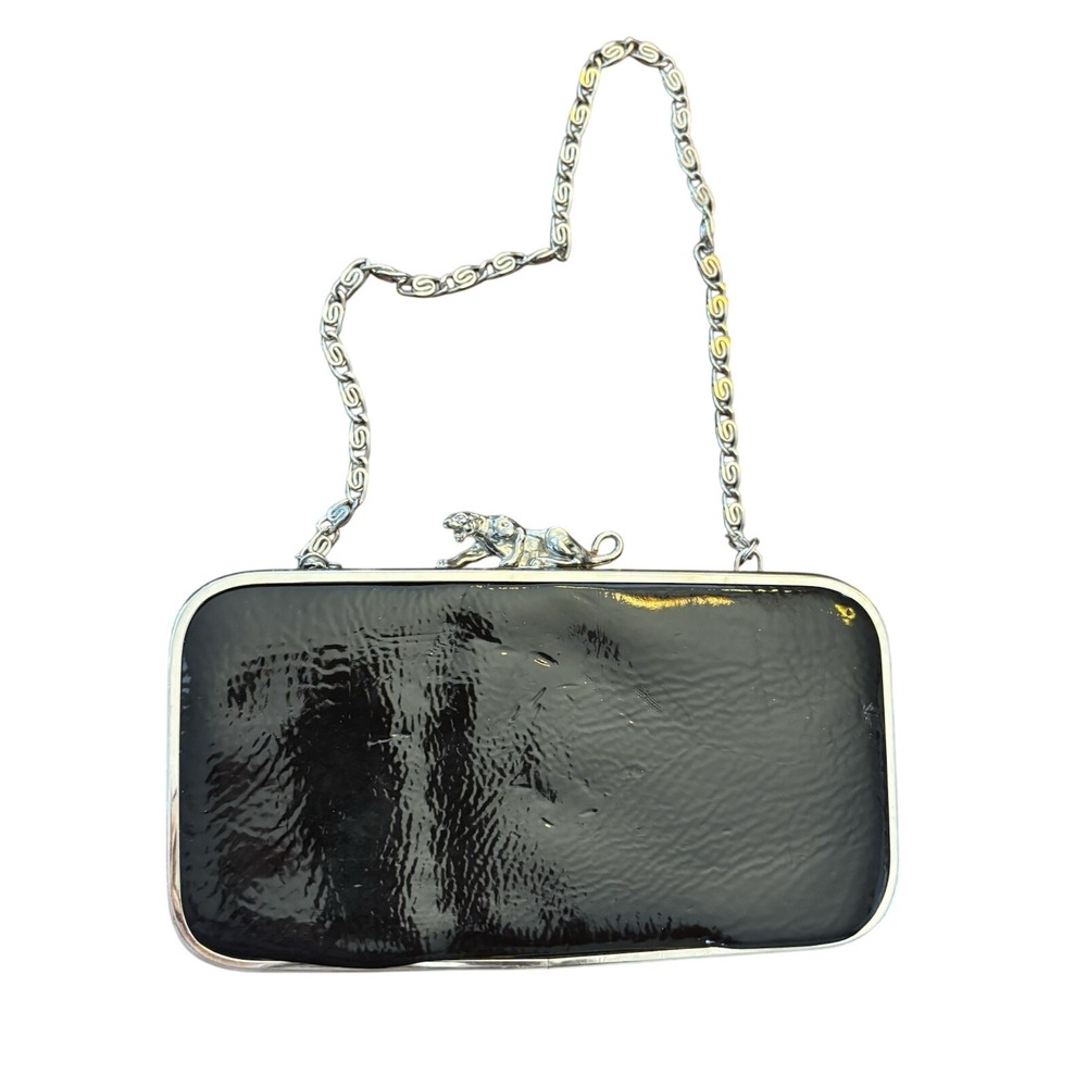 Elegant Black Clutch with Silver Chain